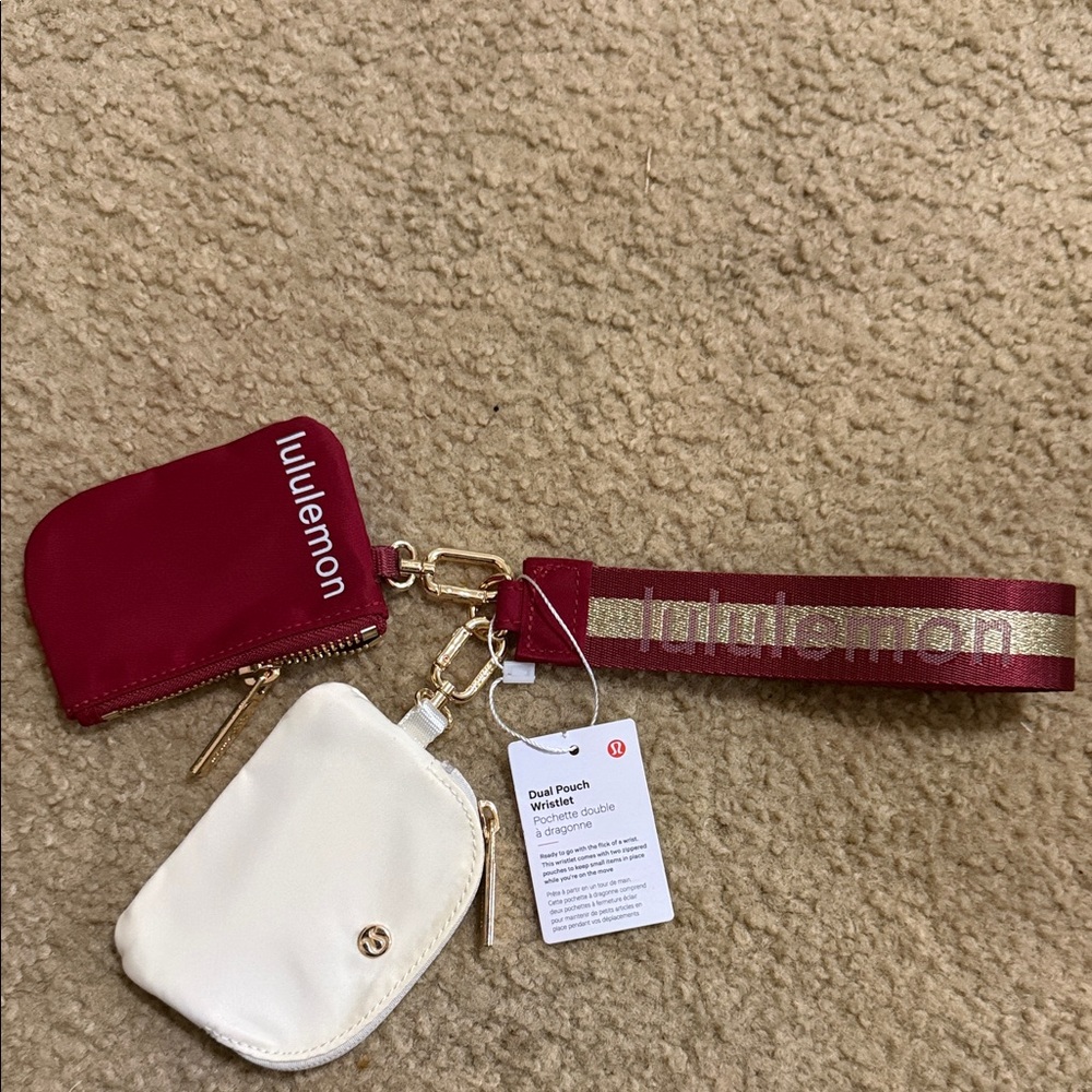 lululemon athletica Burgundy and Cream Wristlet Set